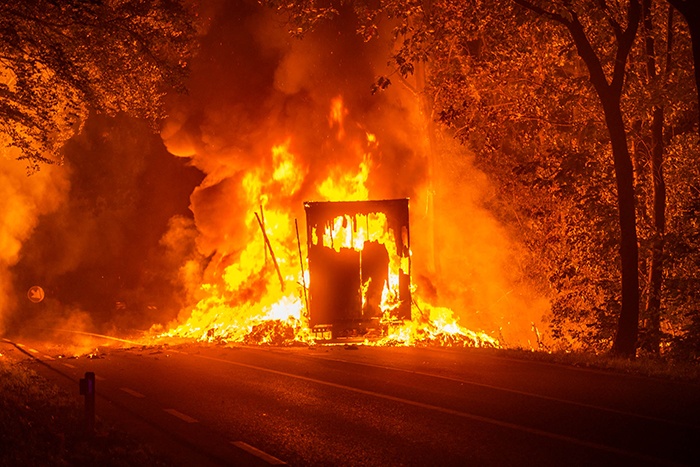 Oplegger in brand