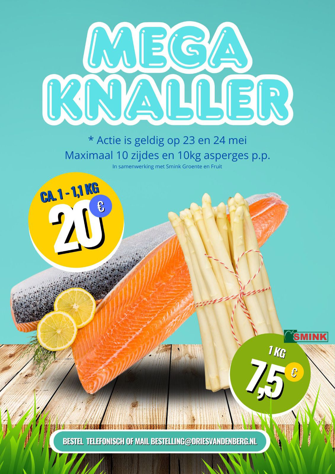 Zalm en asperges actie Dries van den Berg