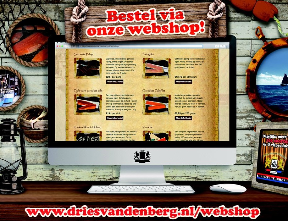 Vanaf vandaag is de Webshop van Palingrokerij Dries van den Berg in gebruik