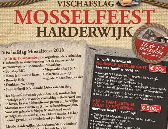 Reserveer nu uw kaarten voor het Harderwijker Mosselfeest 2016