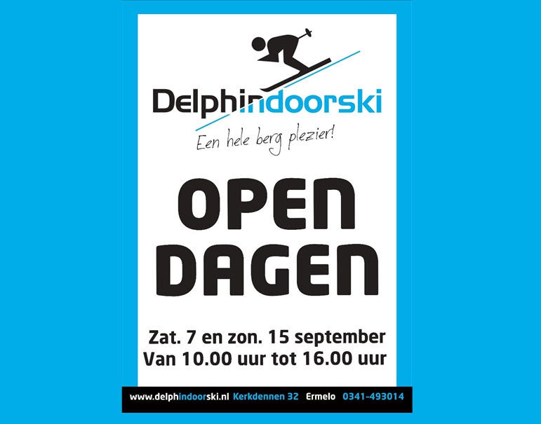 Indoorski- en Snowboardcentrum Delphindoorski Ermelo houdt zondag 15 september een opendag