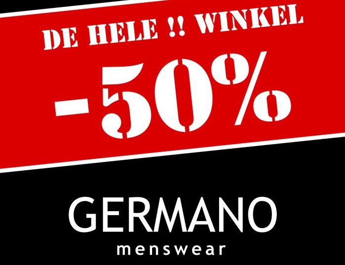 Germano Menswear 50% korting op de hele collectie
