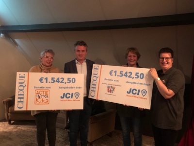 JCI Noord-West Veluwe overhandigt cheques aan Stichting Mensen in Nood 0341 en KiKa