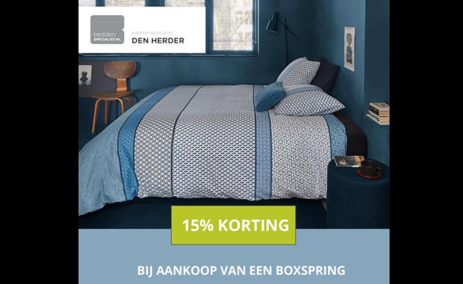 Pak nu 15% voordeel op al het bedtextiel bij aanschaf van een boxspring