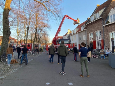 Schoorsteenbrand op de Vischmarkt in Harderwijk