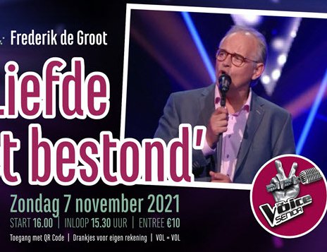 Zondagmiddag 7 november Frederik de Groot gastspreker en zanger bij Café de Liefde