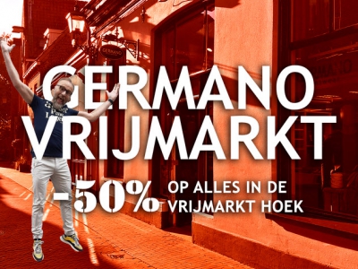 Germano Vrijmarkt 50% op alles in de vrijmarkthoek