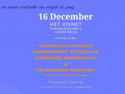 Gezamenlijk concert Jeugdorkest Stedelijke Harmonie en Praisekoor Menorah