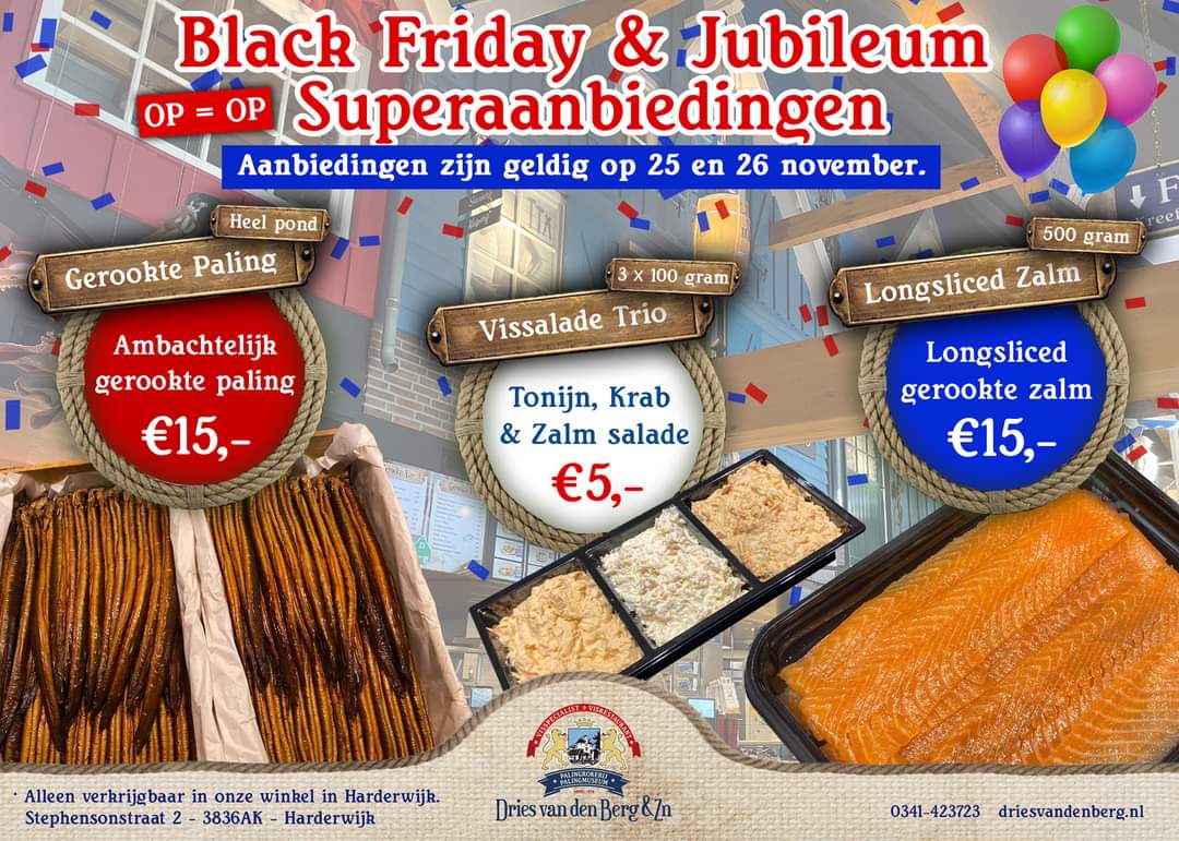 Black Friday aanbieding Palingrokerij en Vishandel Dries van den Berg