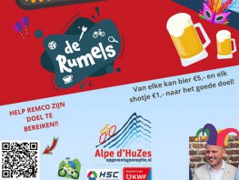 Carnaval in sportcafé de Rumels en help Remco Lokhorst zijn doel te bereiken