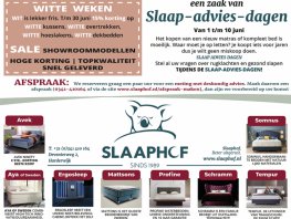 Slaap Advies Dagen bij Slaaphof Harderwijk van 1 tot en met 10 juni 2023