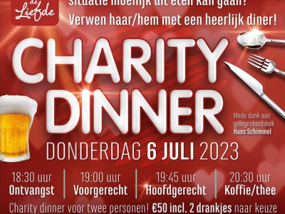 Cafe de Liefde in Harderwijk organiseert een Charity Diner