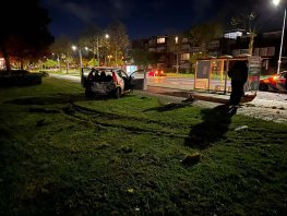 Auto vliegt uit de bocht en raakt boom op Westeinde in Harderwijk