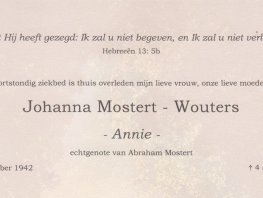 Familieberichten: Johanna Mostert - Wouters overleden