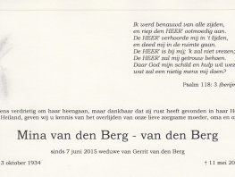 Familieberichten: Mina van den Berg - van den Berg overleden