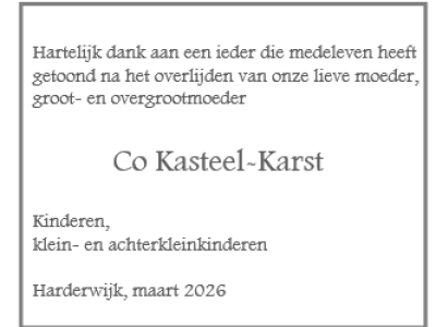 Dankbetuiging: Mevrouw Kasteel - Karst
