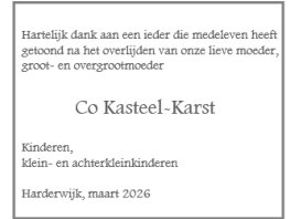 Dankbetuiging: Mevrouw Kasteel - Karst