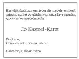 Dankbetuiging: Mevrouw Kasteel - Karst