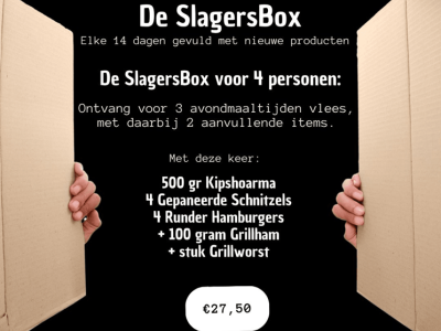 De Slagersbox voor 4 personen: elke 14 dagen gevuld met nieuwe producten