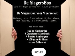 De Slagersbox voor 4 personen: elke 14 dagen gevuld met nieuwe producten