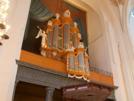 Jaap Zwart en Jaap Zwart jr op orgel in piano in de Grote Kerk