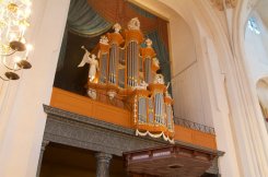 Jaap Zwart en Jaap Zwart jr op orgel in piano in de Grote Kerk