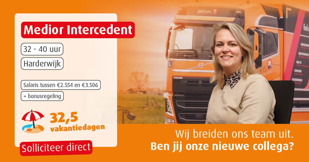 Medior Intercedent Transport en Logistiek?| 32 - 40 uur Locatie: JobTrans Harderwijk