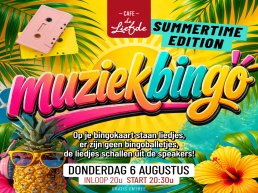 Donderdagavond 6 augustus Muziekbingo in Café De Liefde
