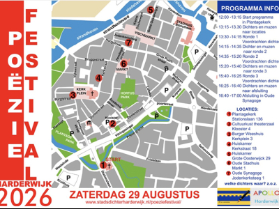 POËZIEFESTIVAL ‘VERSVREUGDE EN RIJMENDE RONDGANG’ in de binnenstad van Harderwijk