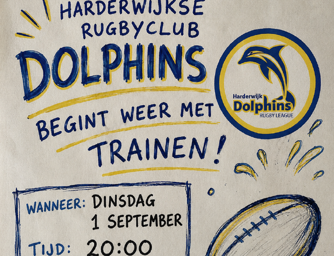 Harderwijkse Rugbyclub Dolphins begint weer met trainen